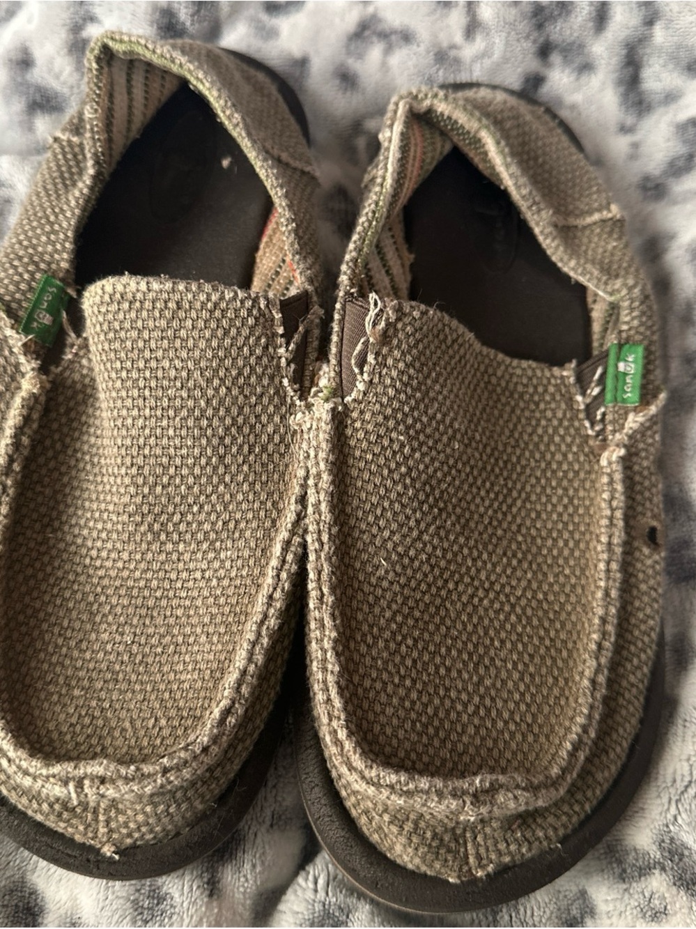Sanuk Kids Olive Brown Canvas Slip-On Shoes